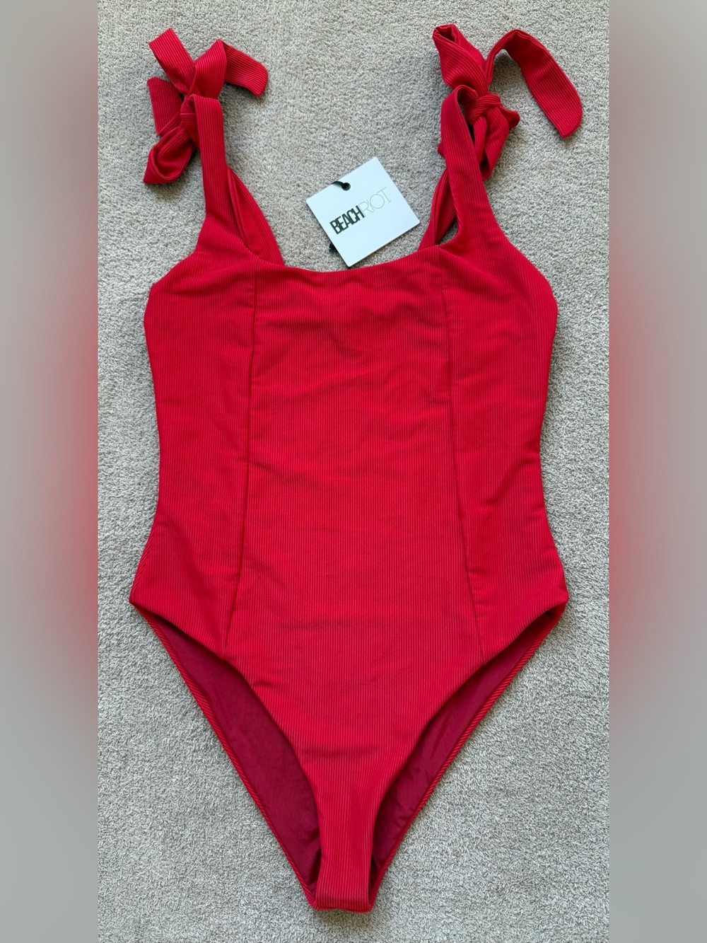 Beach Riot - SYDNEY Ribbed One-Piece SWIMSUIT - RED
